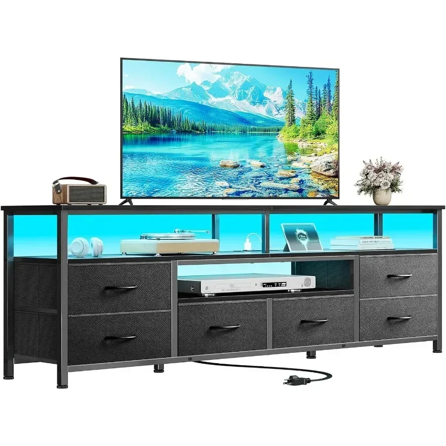 63'' LED TV Stand, Entertainment Center w/Power Outlets
