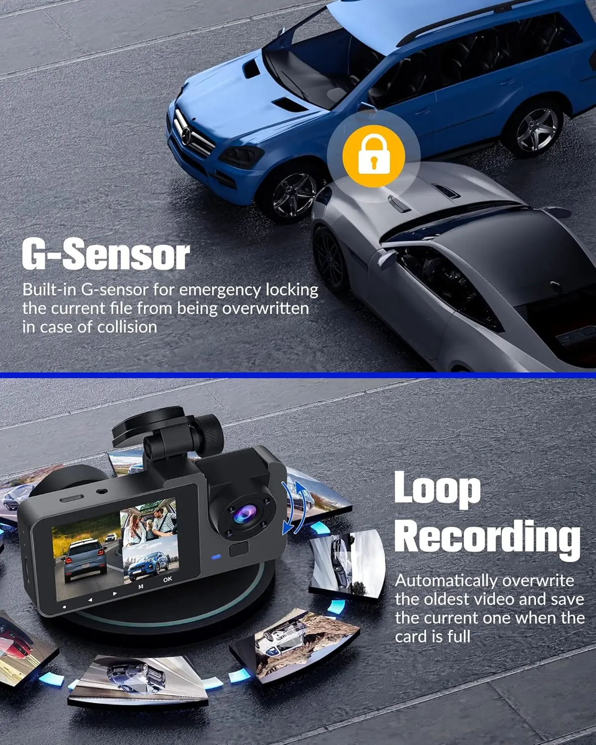 Dash Camera for Cars,4K Full UHD Car Camera Front Rear with 32GB Card,Built-in Super Night Vision,2.0'' IPS Screen,170°Wide Angl