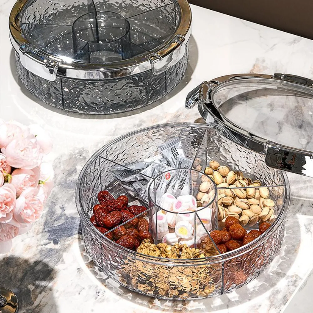 High Quality Snack Tray Spice Storage Container PET Silver/Grey/White Food Tableware Set Sealed Divided Serving Tray Home