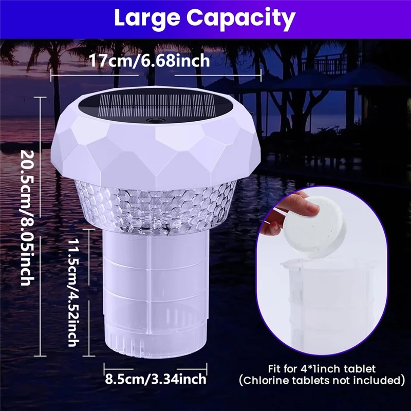 ABDJ-Solar Pool Chlorine Floater LED Pood Decor Lights RGB Lamp Lighting Remote Control For Swimming Pool Garden Pood Lawn