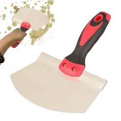 Cuchara de cubo curvada de acero inoxidable, herramienta de mano portátil con mango para tablero de yeso, raspador de cubo colgante