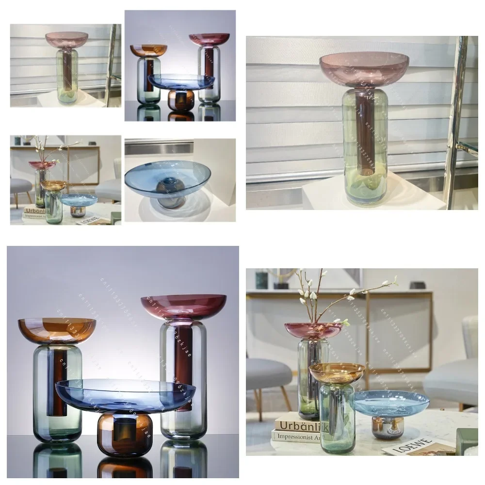 Mushroom-Shaped Glass Vase, Iridescent Tabletop Decor for Flowers and Arrangements
