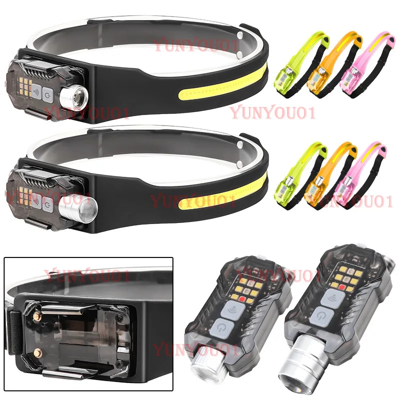 Multi-light Source Silicone Running Head Light with Magnetic Induction UV Purple Light Strong  Headlight