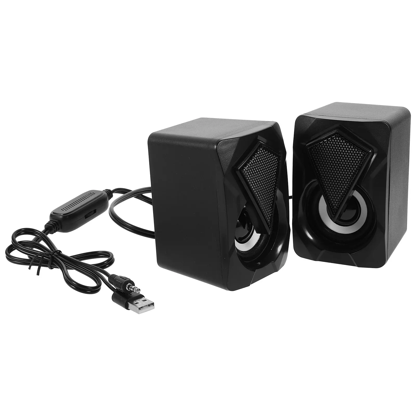 

2 pcs Led 2-Channel Mini Laptop Desktop Computer External Speaker Long Working Life Anti-Magnetic Design Dual Magnetic Circuit