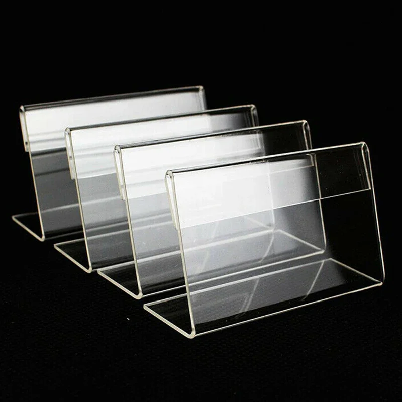 25 Pcs 6*4cm Acrylic L-shaped Price Tag Display Holder Rack Label Stands Price Card Tag Label Holder Tools For Home Decor Parts