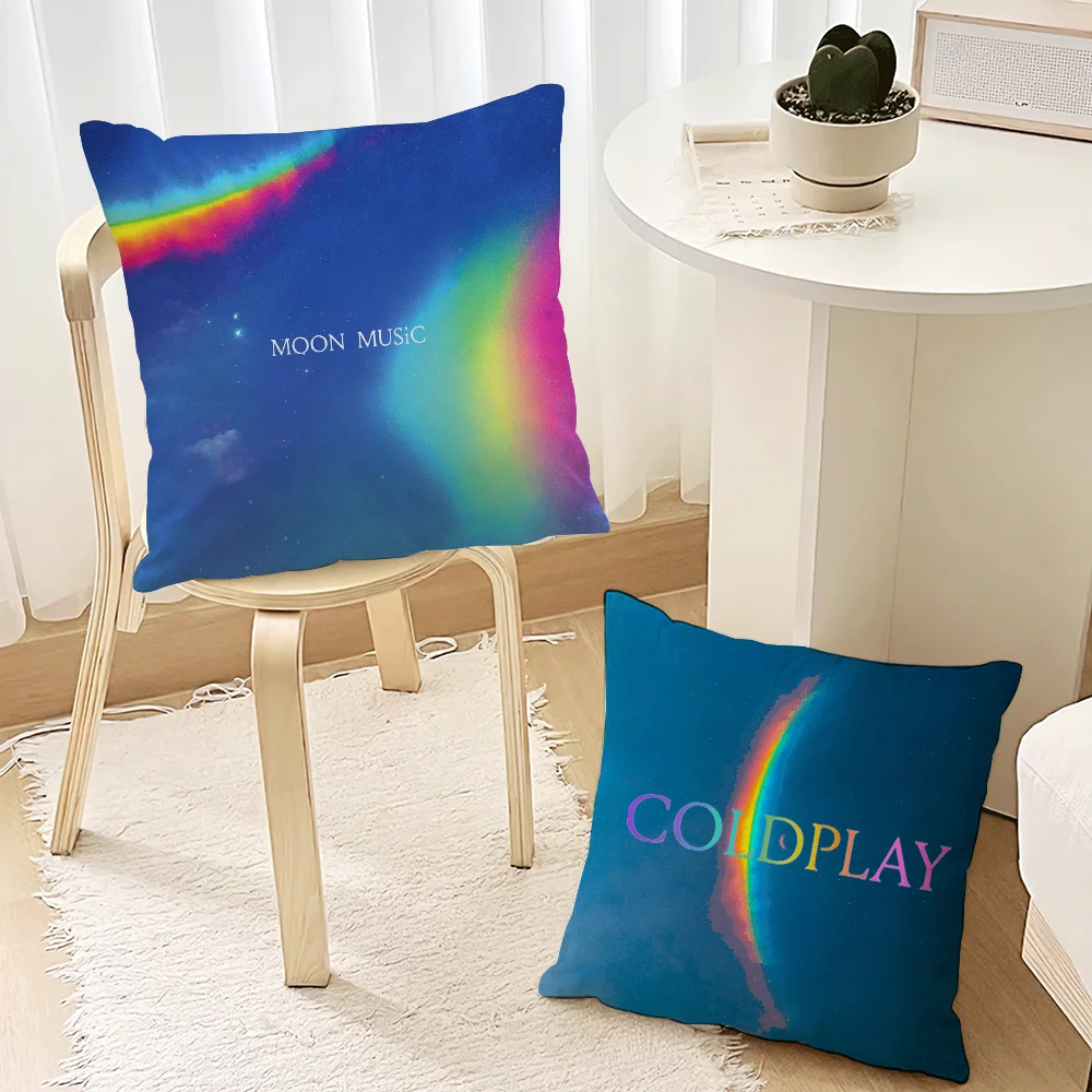 Pillow Case For Sofa Bedroom Living Room Office Bedside Table Backrest Moon C-ColdplayS Music Cushion Printing Square