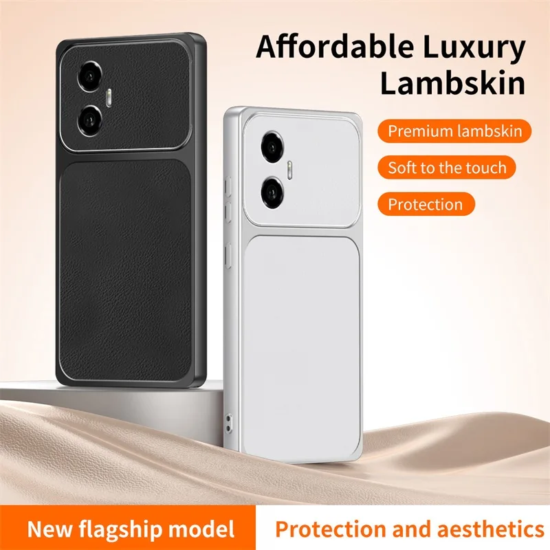 

Leather Back Cover with Lychee Texture Lambskin for Honor300 Shock Protection Mobile Wear-Resistant Prevents Yellowing Soft Case
