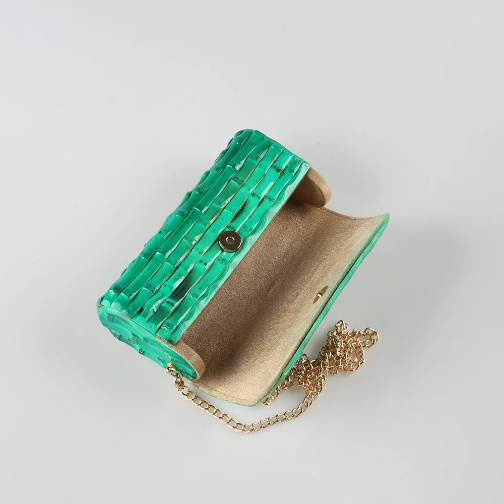 Nilerun Brand Chain Unique Handmade Natural Wood Rattan Straw Green Bamboo Root Sling Shoulder Messenger Crossbody Bag