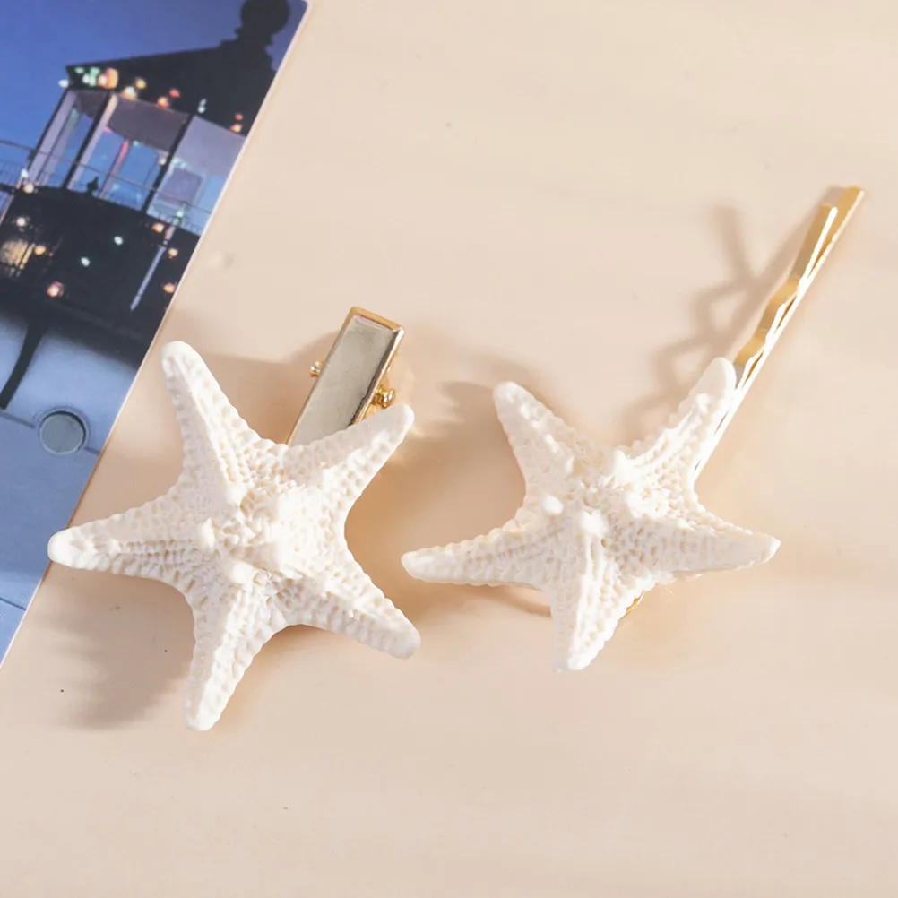 

2Pcs Sea Star Hair Clips Resin Wedding Hair Clamps Beach Hairpin Bridal Hairstyle Accessories Mermaid Hairpins