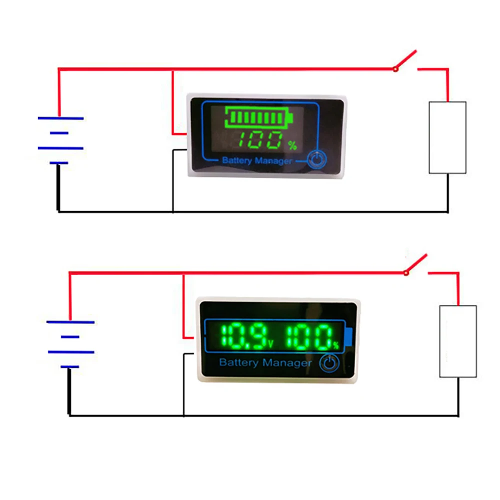 DC 8-120V Battery Voltmeter Capacity Tester W Alarm 12V 36V 48V Lead Acid LiFePO4 Lithium Batteries Charge Level POWER Indicator