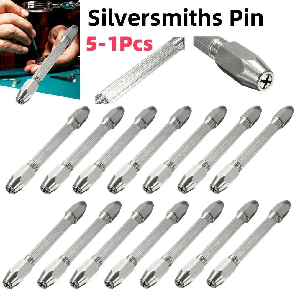 Double End Pin Vise Mandril de Mão com Broca, Kit de Ferramentas Rotativas, Reparação do Relógio, Manter Ferramenta, Jóias, Madeira, 0 a 3,1mm, 5 Pcs,