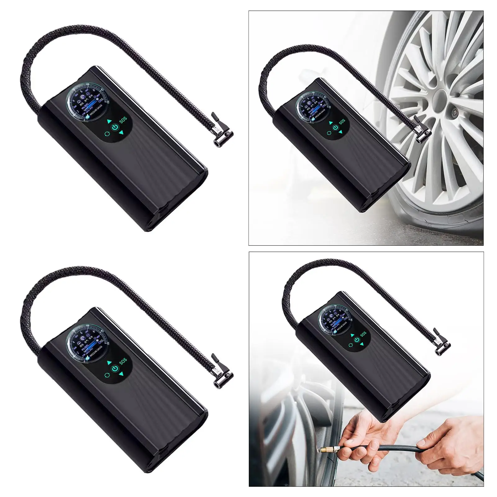 Car Tire Air Compressor Portable Digital LCD Display Pump Mini Size for Vehicle Charged Wheel Inflator