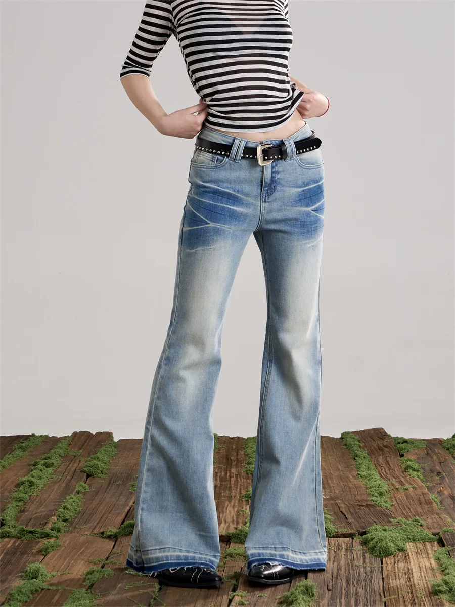 

Женские джинсы-клеш с высокой талией в стиле ретро, повседневные, свободного кроя, светло-голубые, ONLPP, весна-лето, модные