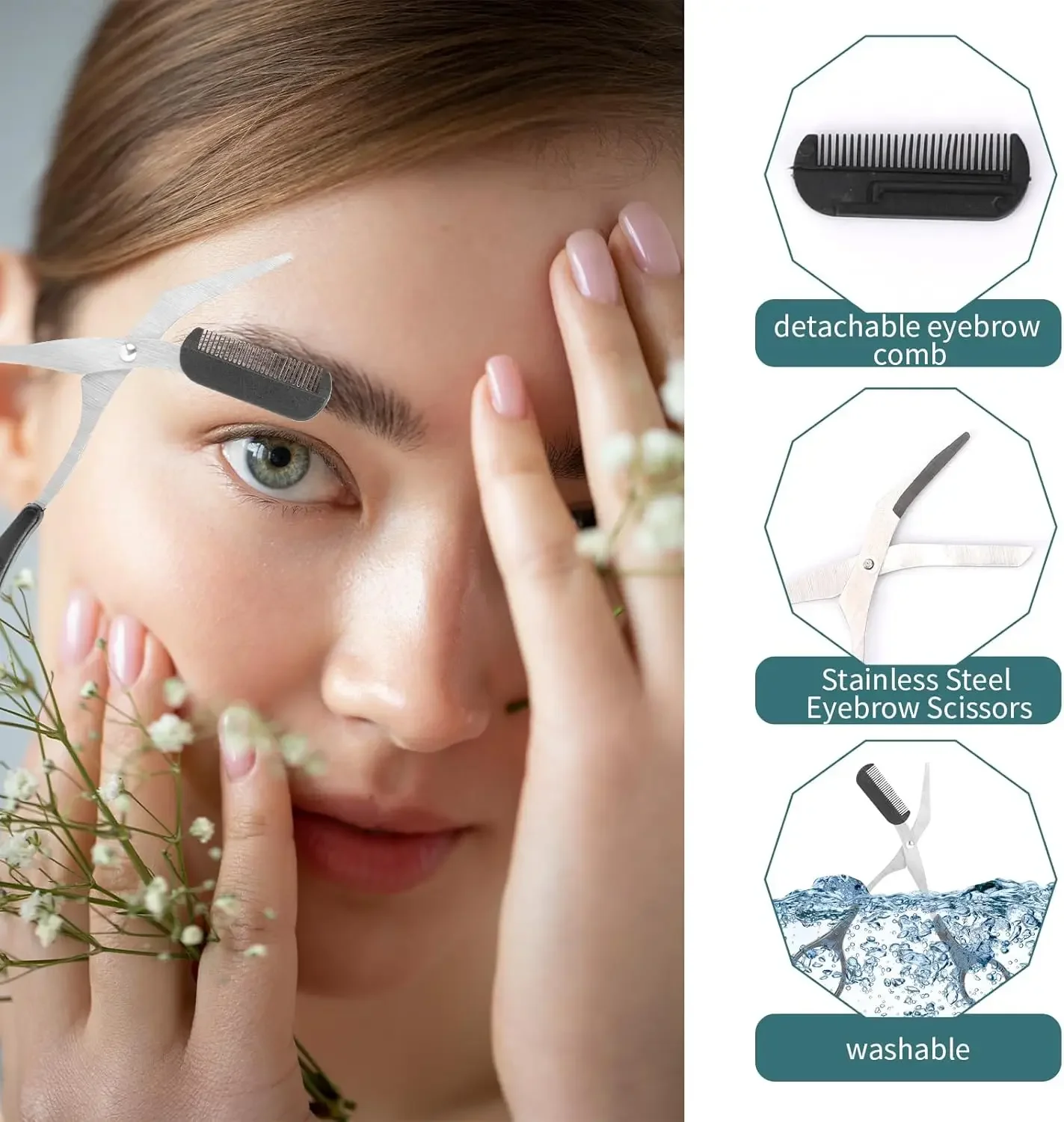 Precision Eyebrow Trimmer Scissors with Comb for Hair Removal - Professional Men Women Eyebrow Scissors