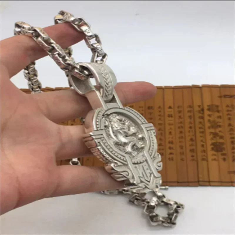 Little Fairy/China Old Tibetan Silver Seiko Domineering Lion King Necklace Pendant Fashionista Versatile Couple Accessories Gift