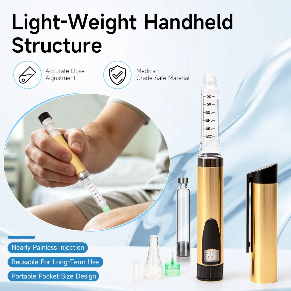 V3 Reusable Insulin Injection Pen Metal Injection Pens Empty Peptide Pen 60IU Dose Control Home Use Perfect for 3Ml Cartridges
