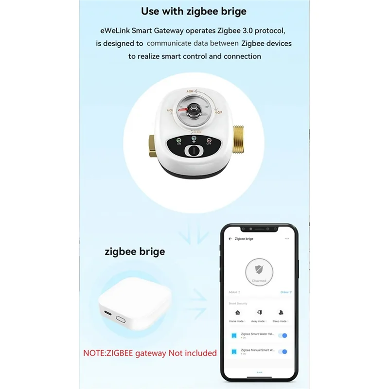 Zigbee Smart Valve Controller Ewelink Valvola a sfera APP Telecomando IP65 Valvola dell'acqua impermeabile Funziona per Alexa-[Y03A]