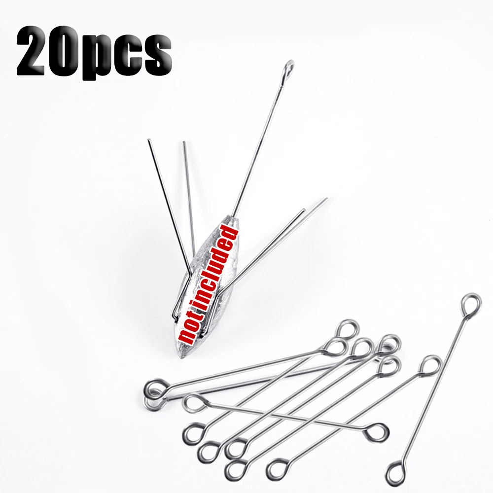 

20pcs Fishing Lead Loop Weight Sinker Stainless Steel 50/60/100mm Swivels Bait Clip Fast Link Connector Fish Tackle Accessories