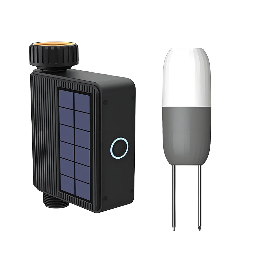 

Tuya WiFi Solar Power Watering Water Timer Smart Irrigation With Temperature Humidity Soil Sensor One-Touch Start Stop