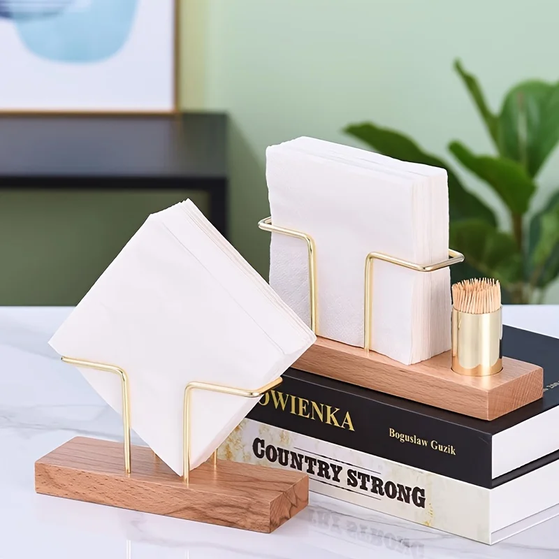 1pc Elegant Solid Wood Tissue Rack for Home, Kitchen, Hotel and Restaurant Use