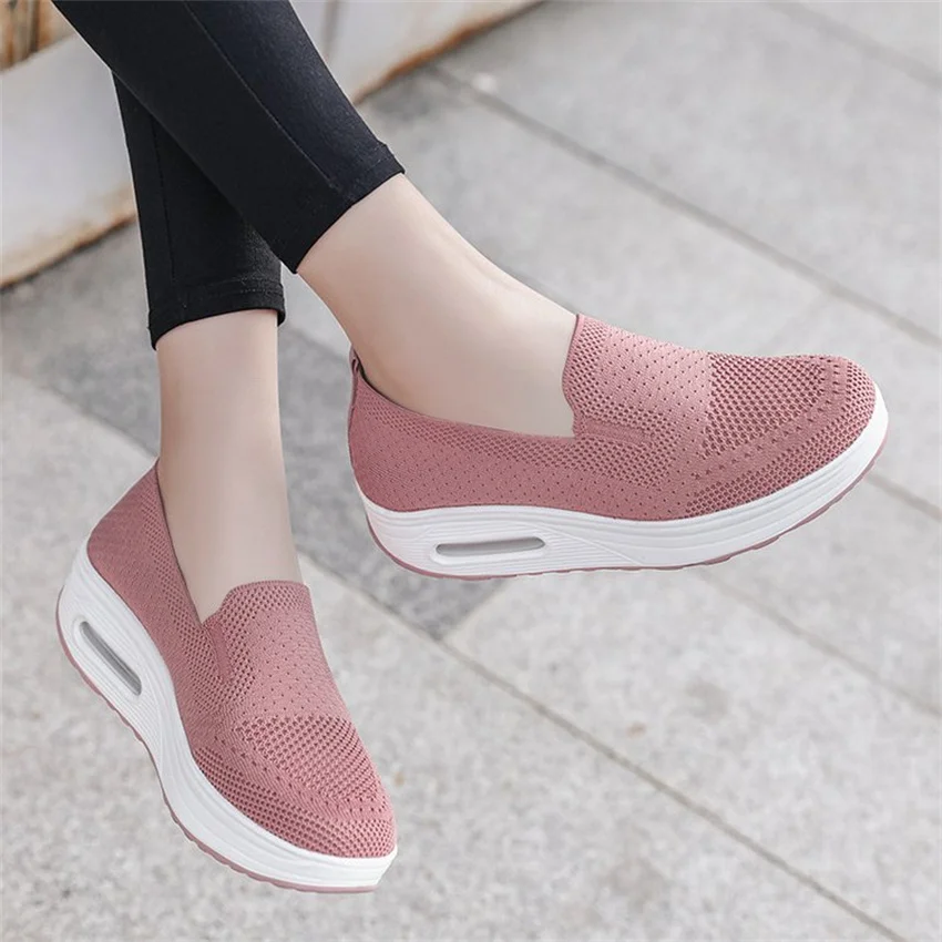 Women Shoes  Comfort Increase Flats Shoes Women Fly Weave Breathable Casual Shoes Women Hollow Out Shoes