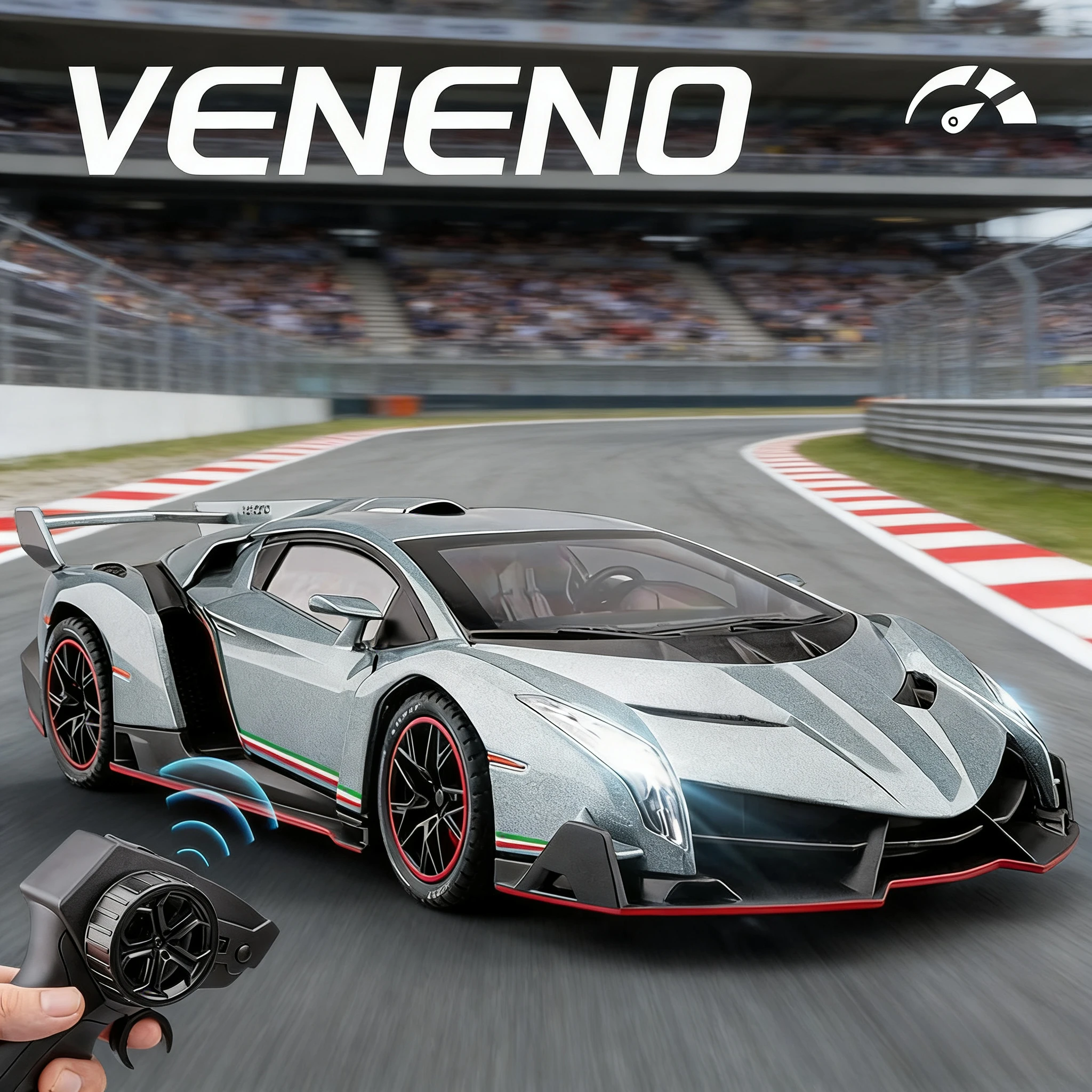 

1:24 Veneno RC Supercar Спортивный автомобиль из сплава металла Литая под давлением модель автомобиля Звук и свет Радио Автомобиль с дистанционным управлением Праздничный подарок для мальчиков