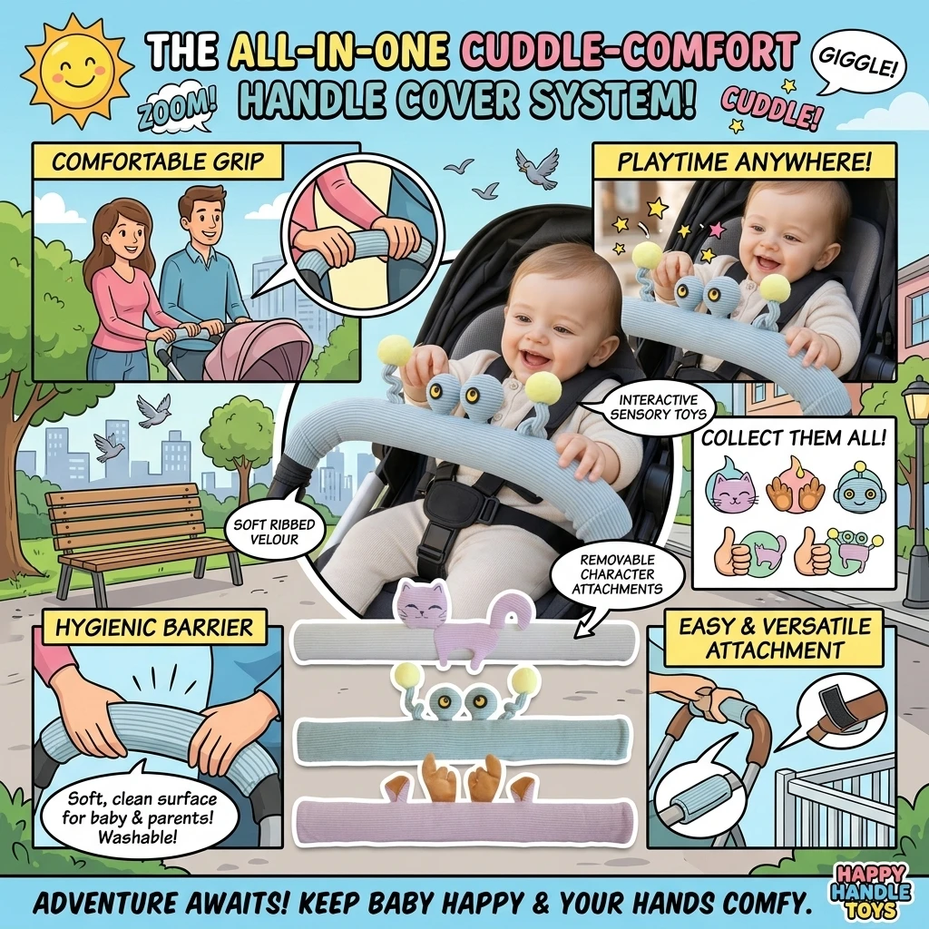 1/2Pcs Universal Infants Strollers Handle Cover Easy to Install and Remove Protects Strollers Rod Enhances Grip Comfort