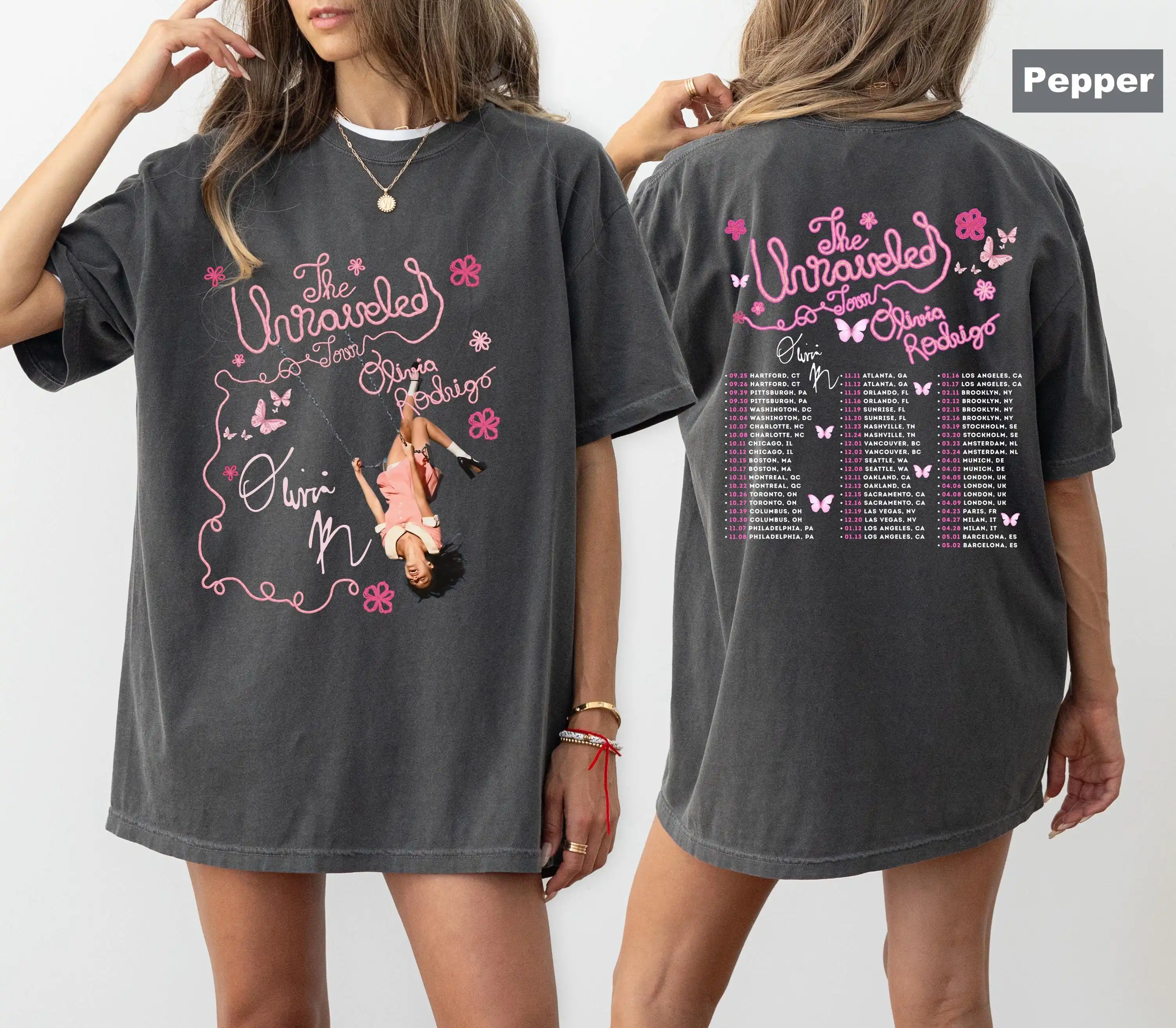 Olivia Rodrigo Konzert-Shirt Comfort Colors The Unraveled Tour 2026 T-Shirt – Detail 3