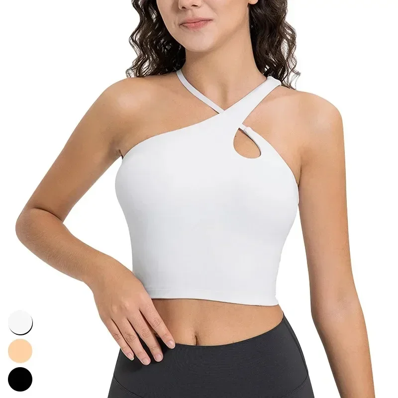 Limão-Tops de alças de treino push up feminino, colete esportivo, Fitness, Yoga, esportes, ginásio, feminino, esportivo, respirável, secagem rápida, sexy