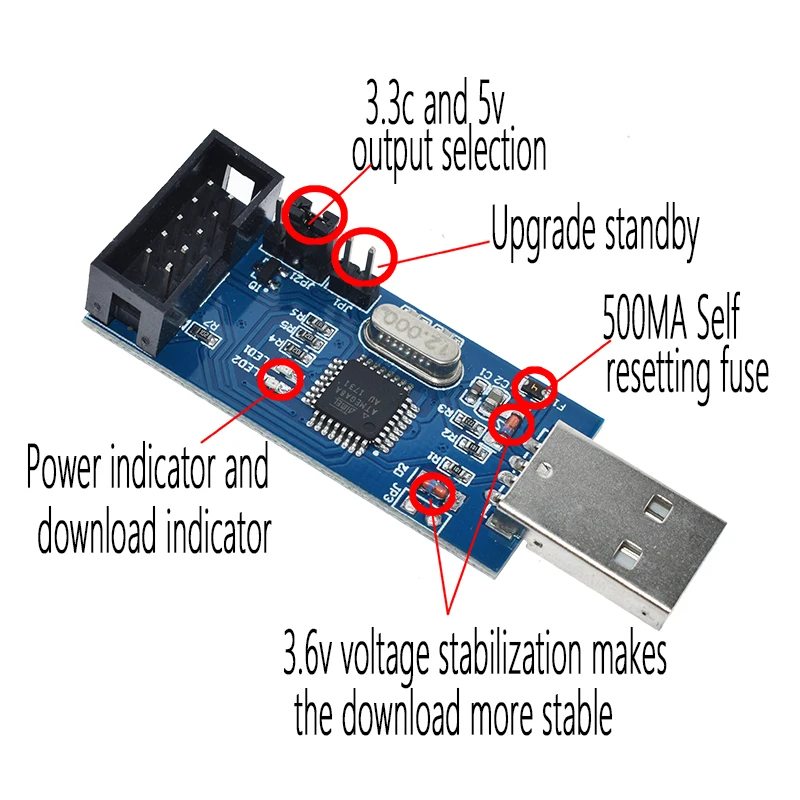 LIZAO USBASP USBISP AVR Programmer USB ISP Programmer for ATMEGA8 ATMEGA128 Support Win7 64 Bit