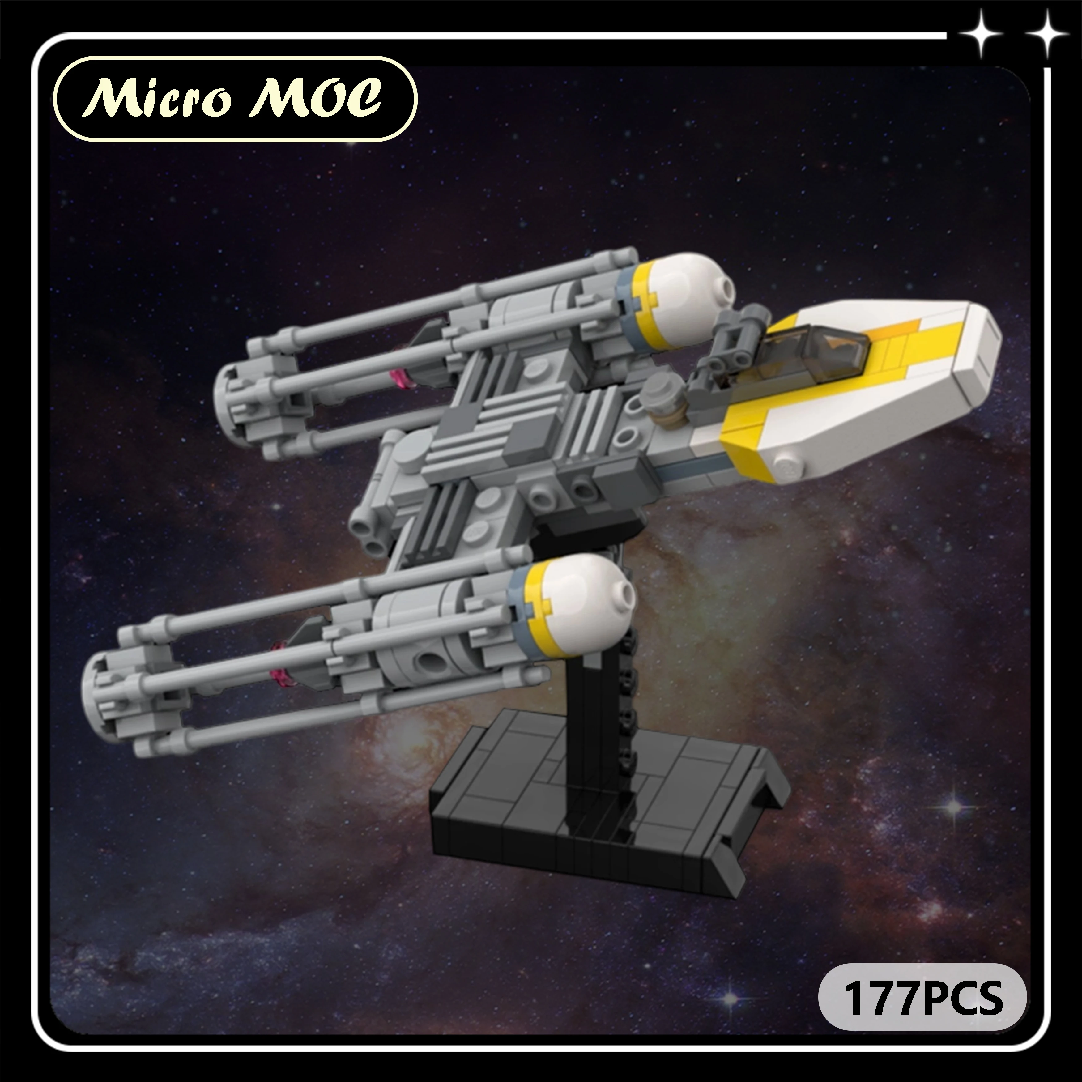 Micro MOC Interstellar Starfighter Building Blocks Creative Space Movie Spaceship Model DIY Assembly Toy Gifts Xmas Gifts