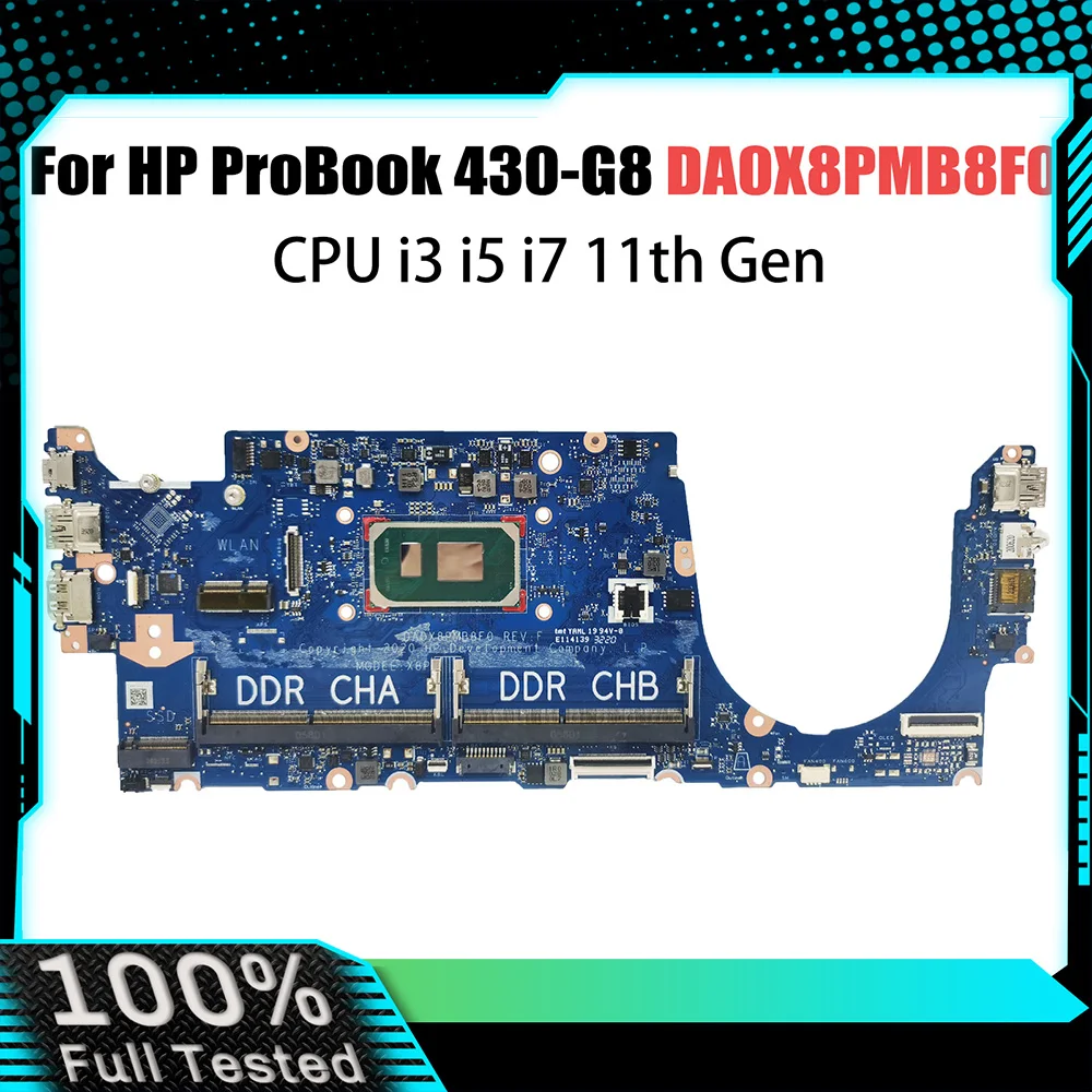 

Notebook Mainboard For HP ProBook 430 G8 DA0X8PMB8F0 Laptop Motherboard With CPU I3 I5 I7 11th Gen 100% Tested OK