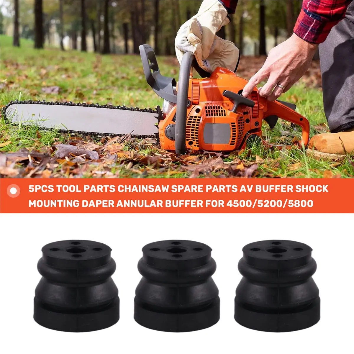 #07B 5Pcs Tool Parts Chainsaw Spare Parts Daper Annular Buffer,for Chinese Chainsaw 4500,(rubber)