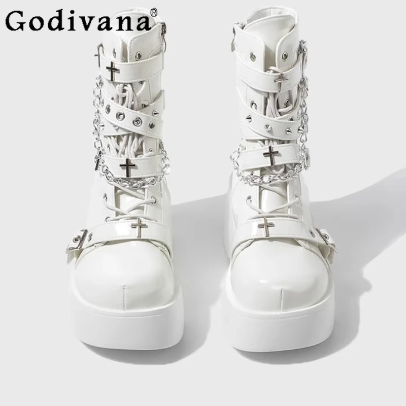 

Y2K Subculture Lolita Original Punk Style Height-Increasing Thick-Soled Boots Sweet Cool Spicy Girl Gothic Style Short Boots