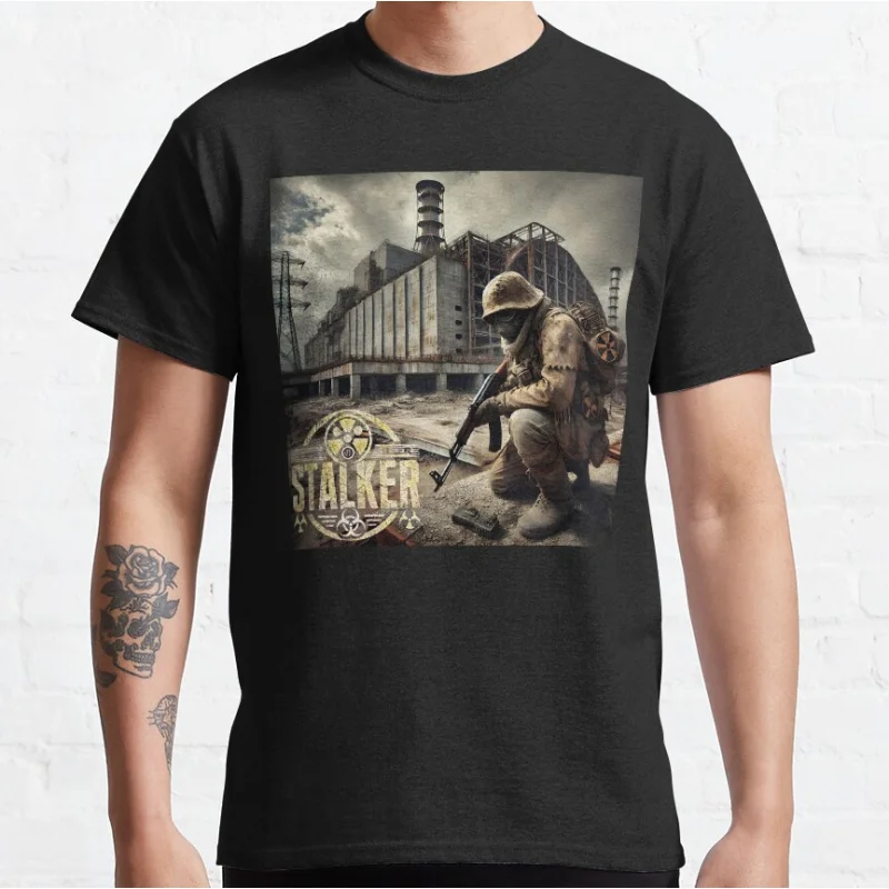 

Retro Stalker Shadow Of Chernobyl graphic t shirts horror video game large size Adult tops