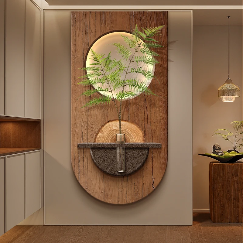 Entrance Decoration Log LED Wall Lamps Green Plant Corridor Hallway Study Modern Hanging Painting Living Room Home Mural Lights