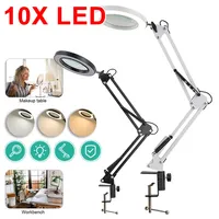 HD30 10X LED Magnifying Magnifier Illuminated Magnifier Lamp 3 Color Magnifying Glass for Welding/Table Lamp/Skincare Beauty