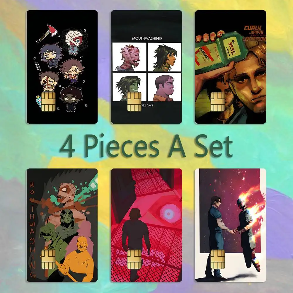 

Game M-Mouthwashing Jimmy Curly Anya Credit Card 4PCS Anti-scratch Waterproof Stickers for Bank Debit Decorative Protection