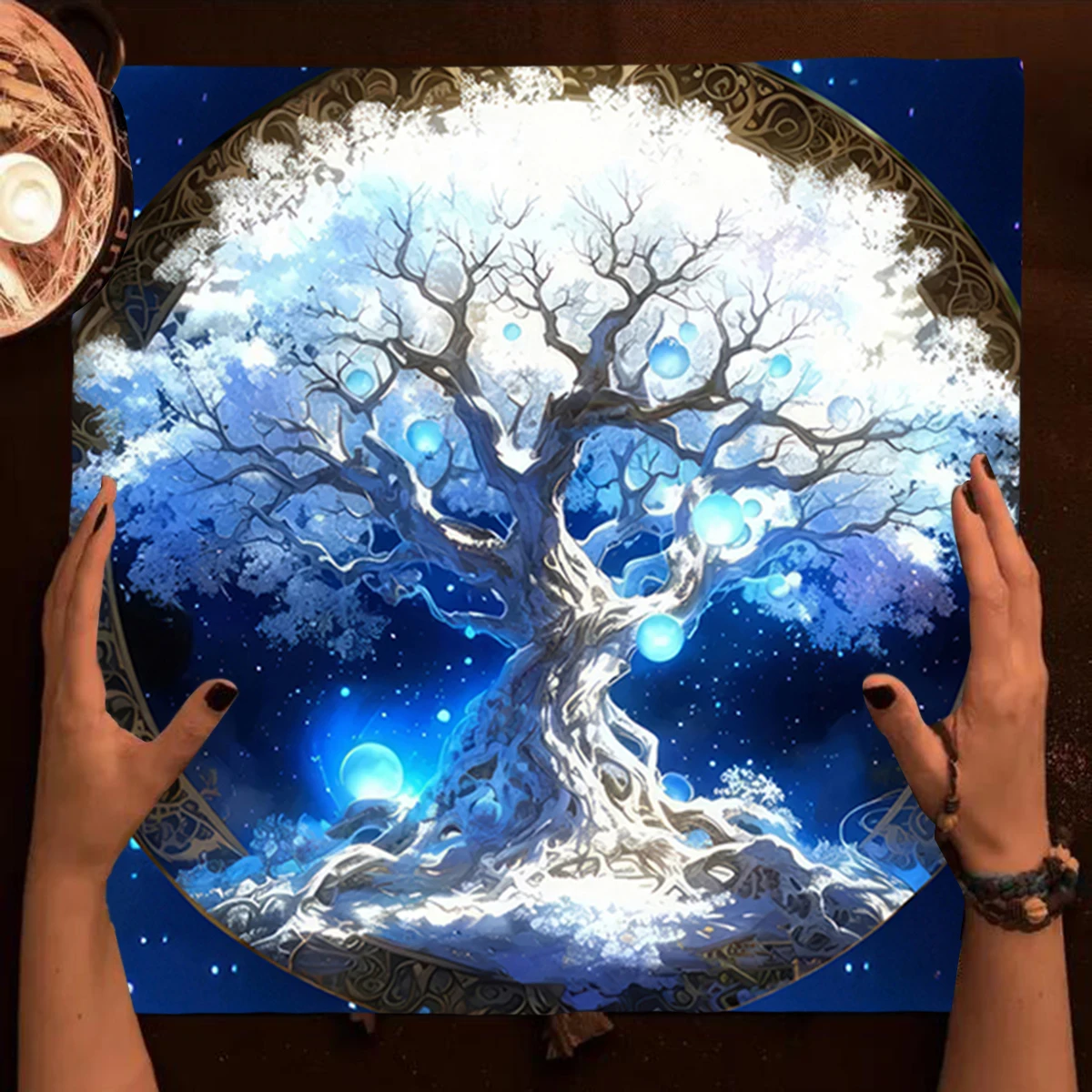 Fantastic Tree of Life Altar Cloth Decor Tarot Card Tablecloth Starry Sky Tarot Mat For Spread Tarot Reading Cloth Tapestry