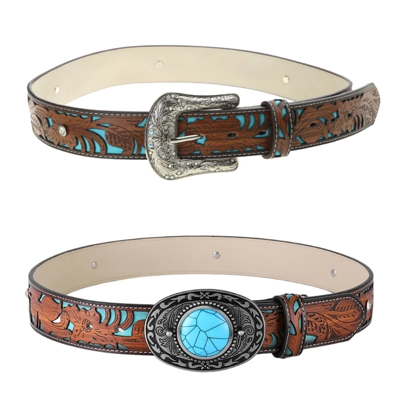 Turquoise Belt Buckle Belt Cowboy Belts For Men Western With Big Buckle Jeans Belt Vintage Western Belt Leather Belt