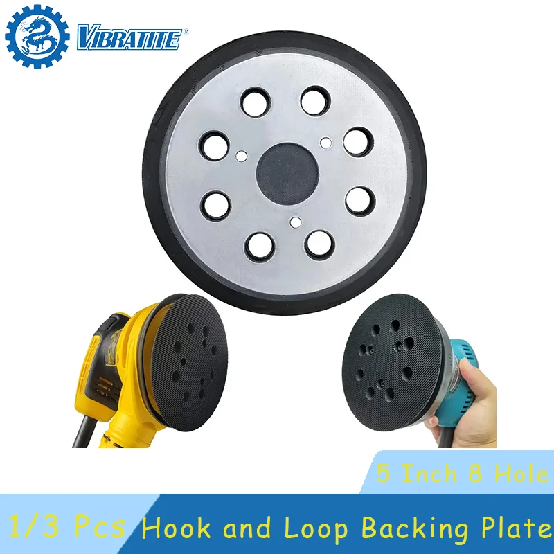 

5 Inch 8 Hole Replacement Sanding Pads 1/3 Pcs Hook and Loop Backing Plates for Porter Cable Black & Decker Woodworking Tools