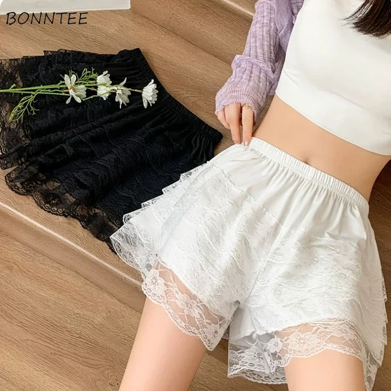 Legging Women Lace Solid Simple Students All-match Summer Daily Creativity Graceful Basics Korean Style Vintage Personality New