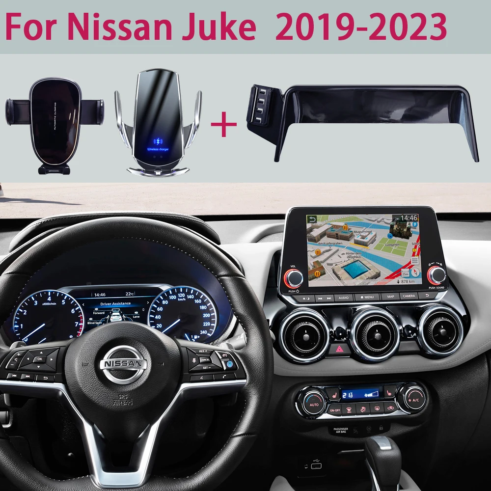 

Автомобильный держатель для телефона для Nissan Juke 2019 2020 2021 2022, стационарная подставка для быстрой беспроводной зарядки с креплением для автомобиля