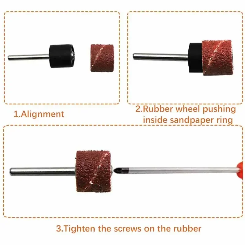 52pcs/Set Sanding Bands 80-600 Grits Sanding Drums for Dremel Nail Drill Rotary Abrasive Tools