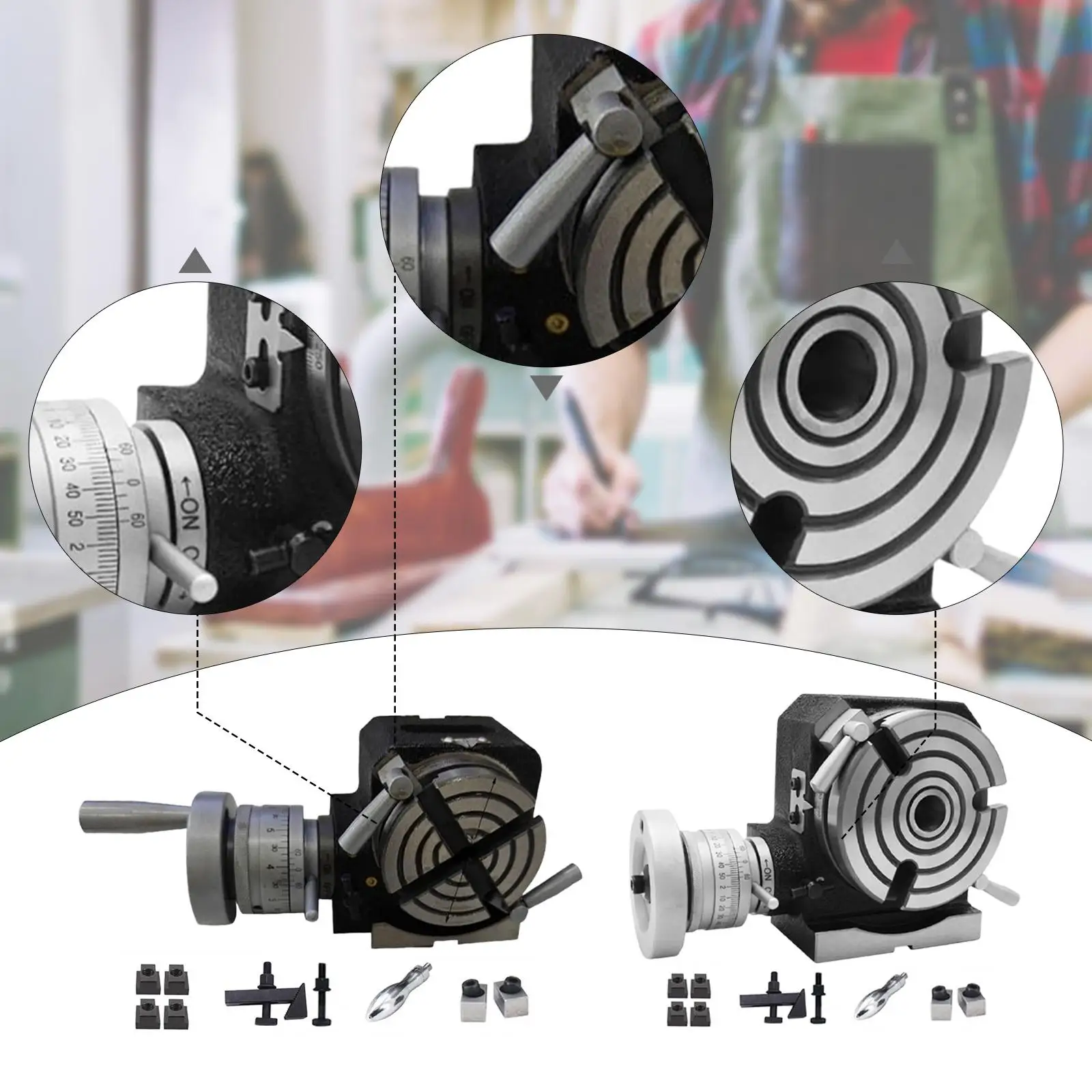 

Rotary Table Tool Vernier Reading Boring Simple Divider Indexing Head Manual Drill Horizontal Vertical for Milling Machine