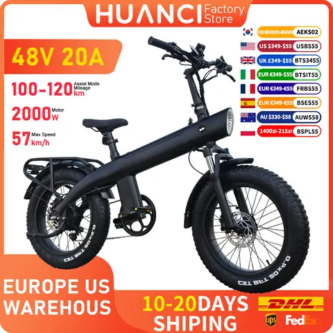 HUANCI Q3 Mountainbike 2000W 60 km/h elcykel med avtagbart batteri 48V 20AH elcykel 20 tum med feta däck, terrängcykel för elcyklar 8 best sales EU-lager fatbike - №7