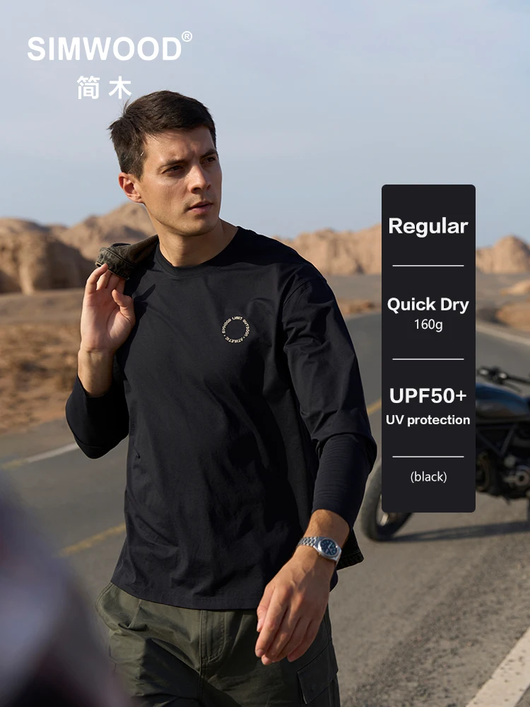 

SIMWOOD 2025 Autumn New Regular Fit 160gsm Sorona Fabric Long Sleeve T-shirts Men Soft Comfortable Tops Pullovers