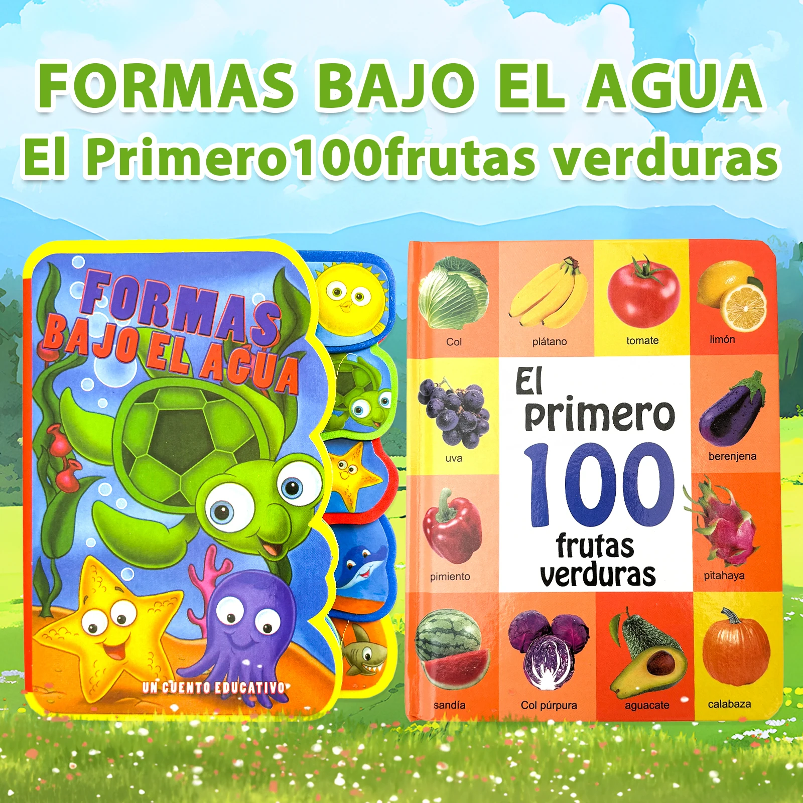 Children's Education Fun Combination: Water Cognition Book And Vegetable Fruit Enlightenment Book for Kids Learning