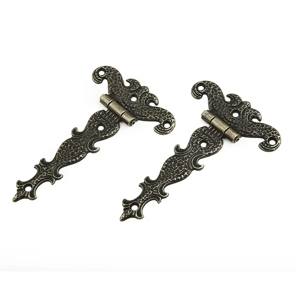 2pcs Alloy Hinge Retro Bronze Zinc Alloy Butt Hinges Antique Wooden Box Decorative Hinge Anti-rust For Home Office