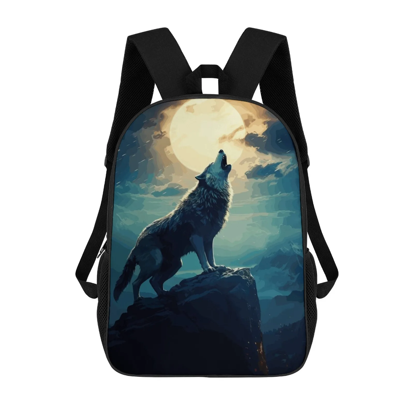 

Школьные рюкзаки с принтом Wolf Howling Mochila для подростков, сумки для девочек, 17-дюймовый школьный рюкзак, сумка